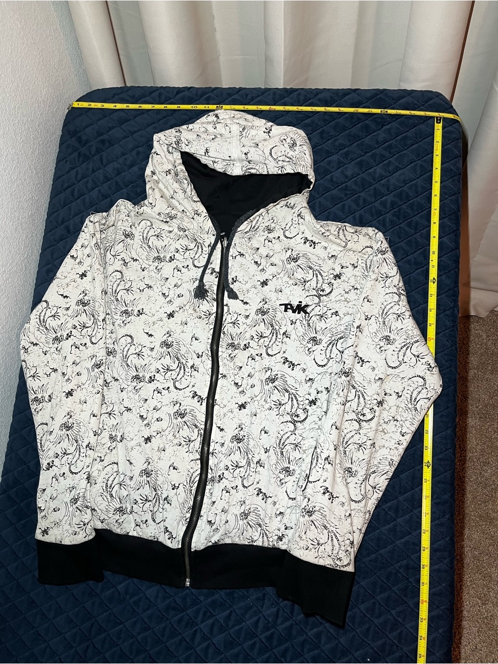 Y2K Tavik White & Black Floral Zip-Up Hoodie